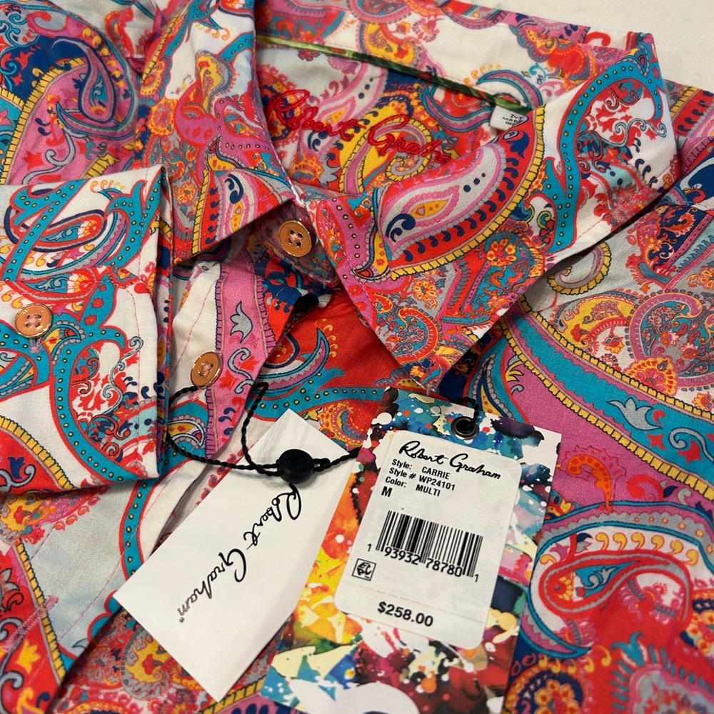 Robert Graham Carrie Colorful Paisley Shirt NWT